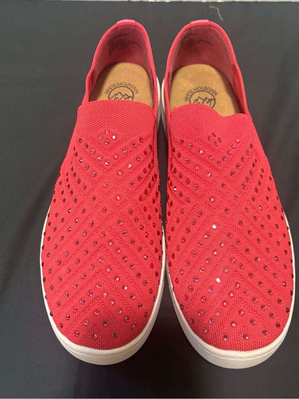 White Mountain Women's Red Slip-On Knit Sneakers with Studded Accents